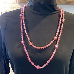 LTD Pink Faux Crystal Beaded Necklace